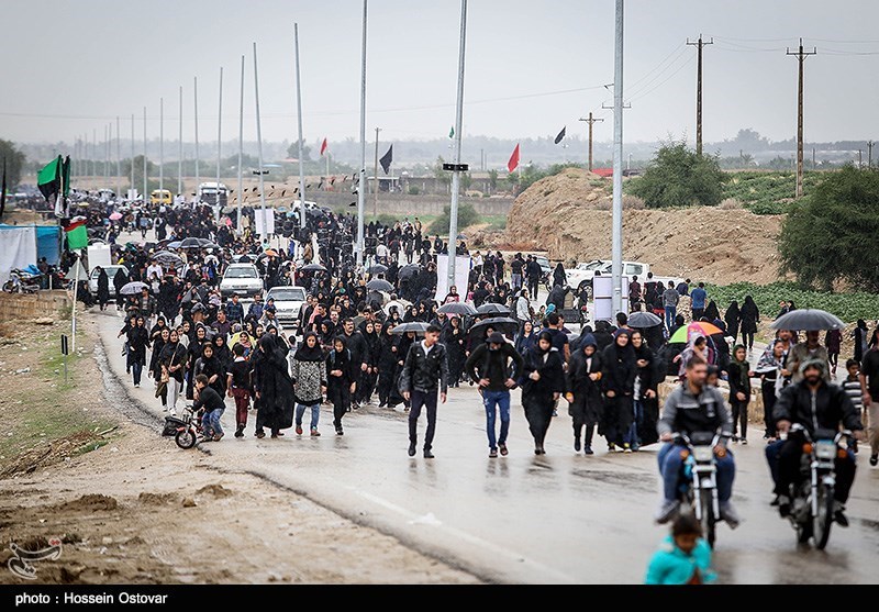 پیادهروی ۱۰۰ هزار نفری ولایت به مسافت ۱۵ کیلومتر در دشتستان + تصویر