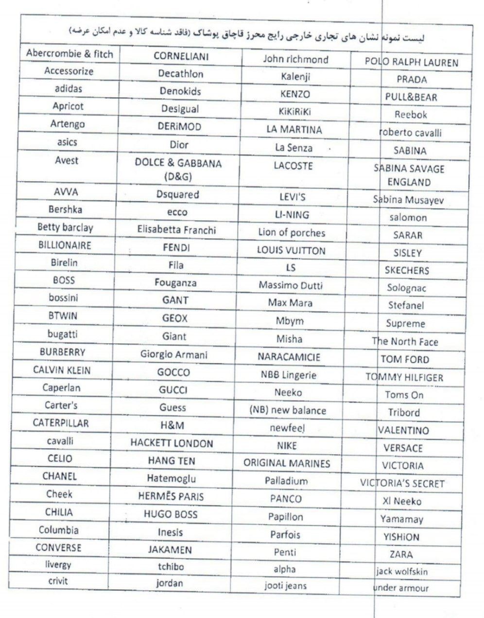 فهرست جدید برندهای پوشاک قاچاق اعلام شد/ آغاز برخورد با متخلفین طی روزهای آینده
