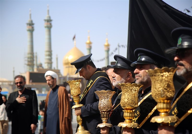 حال و هوای حرم مطهر حضرت معصومه (س) در سالروز شهادت برادر/ قم غرق در عزا و ماتم شد