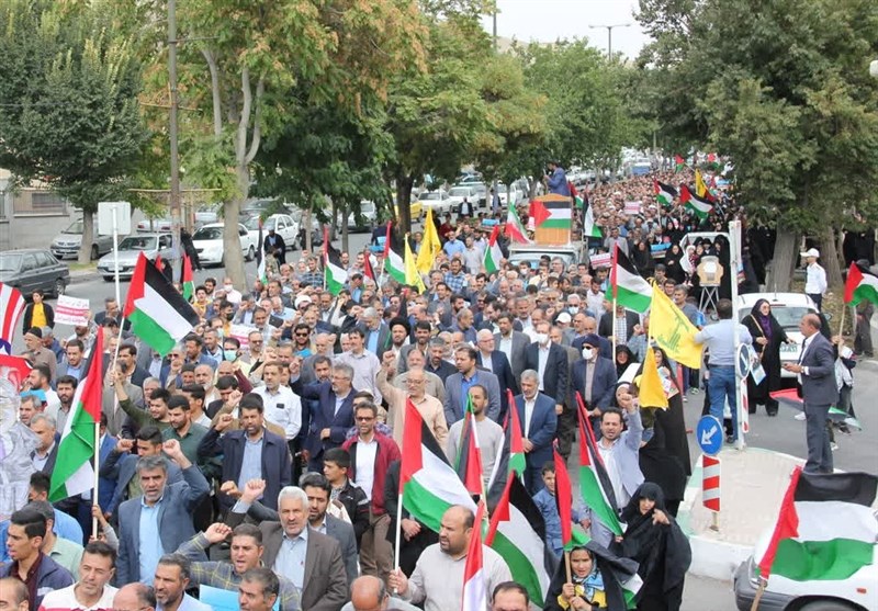 فریاد "مرگ بر اسرائیل" در بام ایران/ حمایت مردم چهارمحال و بختیاری از مردم آزاده فلسطین + تصاویر