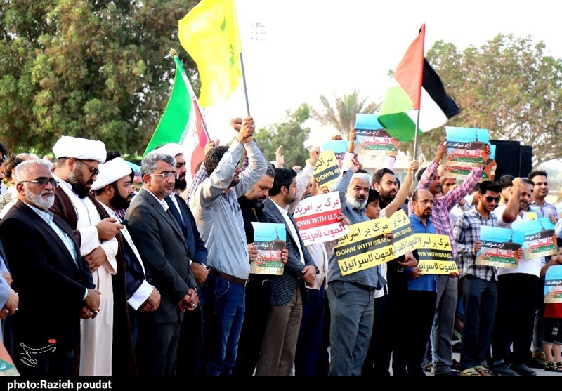طنین مرگ بر اسرائیل از کرانههای نیلگون خلیج فارس/ اعلام نفرت هرمزگانیها از جنایات اسرائیل + فیلم و تصاویر