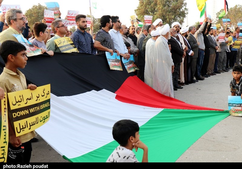 طنین مرگ بر اسرائیل از کرانههای نیلگون خلیج فارس/ اعلام نفرت هرمزگانیها از جنایات اسرائیل + فیلم و تصاویر