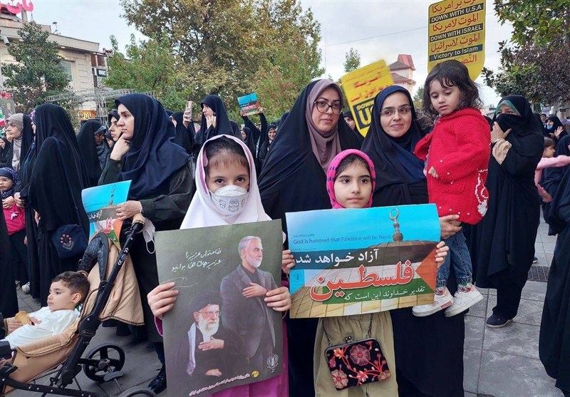 اجتماع بانوان گیلانی در حمایت از مادران و کودکان بیپناه غزه+فیلم