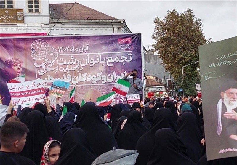 اجتماع بانوان گیلانی در حمایت از مادران و کودکان بیپناه غزه+فیلم