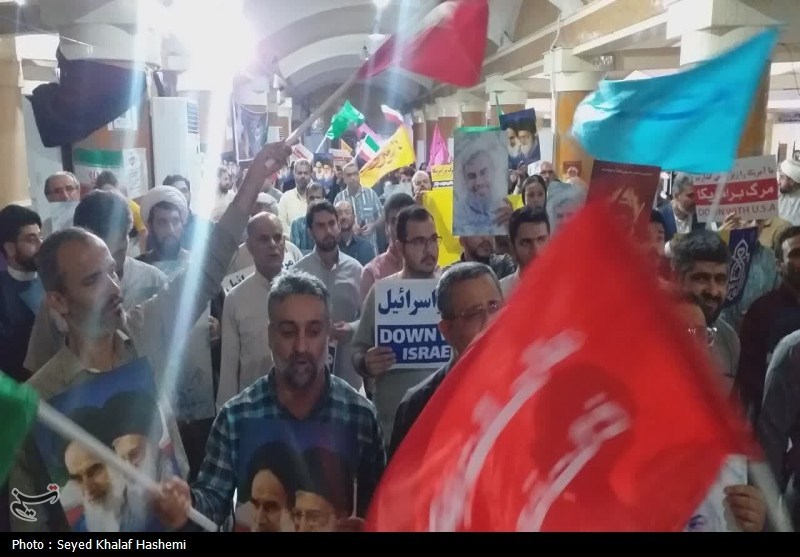 تجمع بوشهریها در محکومیت تجاوز آمریکا به خاک ایران +تصویر