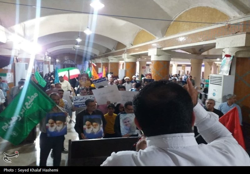 تجمع بوشهریها در محکومیت تجاوز آمریکا به خاک ایران +تصویر