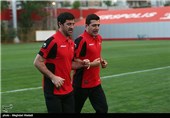 کریم باقری در تمرین  تیم فوتبال پرسپولیس در ورزشگاه درفشی‌فر
