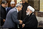 محمد نهاوندیان رئیس دفتر رئیس جمهور در مراسم تشییع پیکر همسر آیت‌الله جنتی
