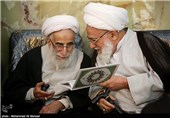 آیت‌الله گرامی در مراسم ترحیم همسر آیت‌الله احمد جنتی - قم