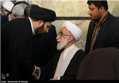 حجت‌الاسلام سیدعلی خمینی در مراسم ترحیم همسر آیت‌الله احمد جنتی - قم
