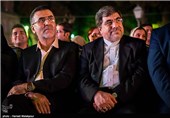 علی جنتی وزیر فرهنگ و ارشاد اسلامی و حجت‌الله ایوبی رئیس سازمان سینمایی در هفدهمین جشن خانه سینما