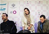 پدرام شریفی، هانیه توسلی و حامد کمیلی بازیگران فیلم سیانور در نشست خبری - سی و چهارمین جشنواره فیلم فجر