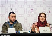 بهنوش طباطبایی و پدرام شریفی بازیگران فیلم سیانور در نشست خبری - سی و چهارمین جشنواره فیلم فجر