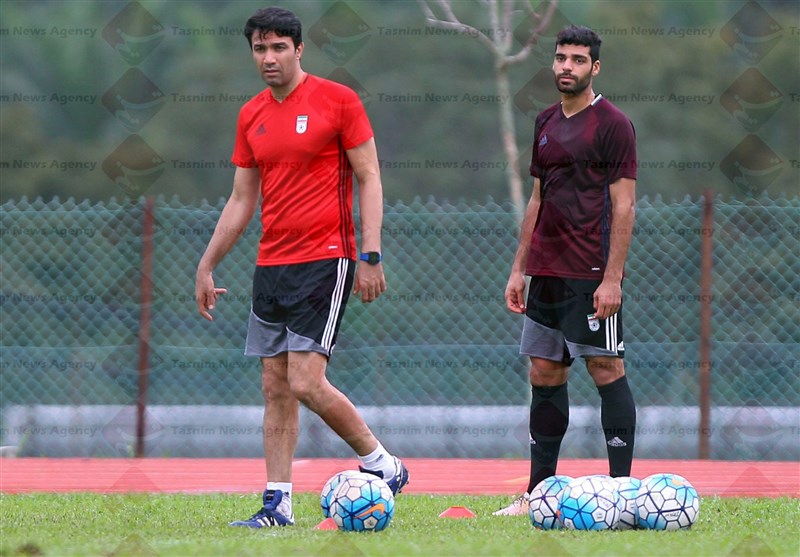 مهدی طارمی و جواد نکونام - تمرین تیم ملی فوتبال در مالزی