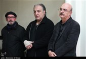 ایرج طهماسب،ایرج نوذری و حمید جبلی در مراسم ختم دنیا فنی زاده