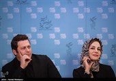 مریلا زارعی و پژمان بازغی در نشست خبری فیلم اسرافیل - سی و پنجمین جشنواره فیلم فجر