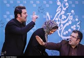 اعتراض پژمان بازغی و مریلا زارعی به روند برگزاری نشست خبری فیلم اسرافیل - سی و پنجمین جشنواره فیلم فجر