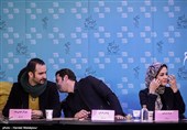 مریلا زارعی و پژمان بازغی در نشست خبری فیلم اسرافیل - سی و پنجمین جشنواره فیلم فجر