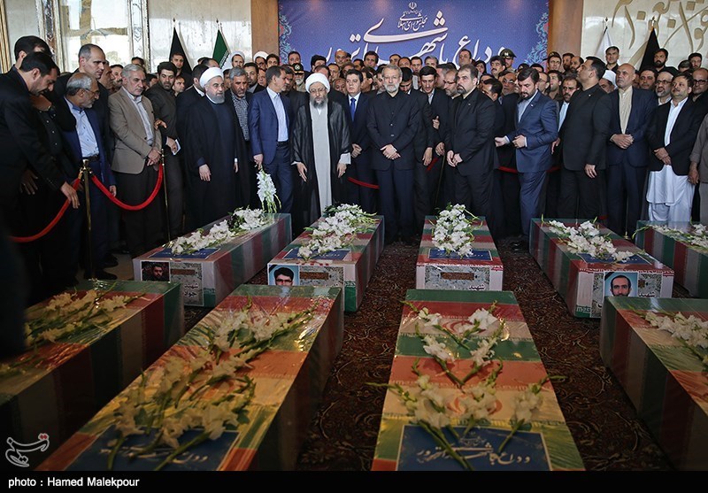 مراسم وداع با پیکر شهدای ترور در مجلس