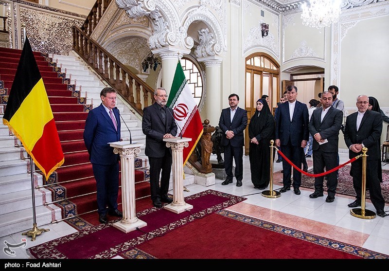 کنفرانس خبری روسای مجلس ایران و بلژیک