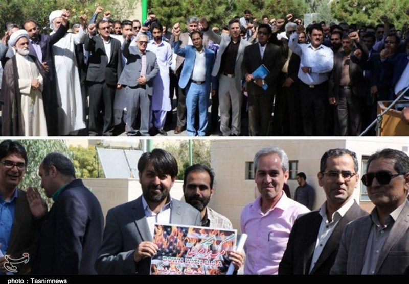 تجمع دانشجویان دانشگاه‌های سیستان و بلوچستان در محکومیت یاوه‌گویی‌های ترامپ