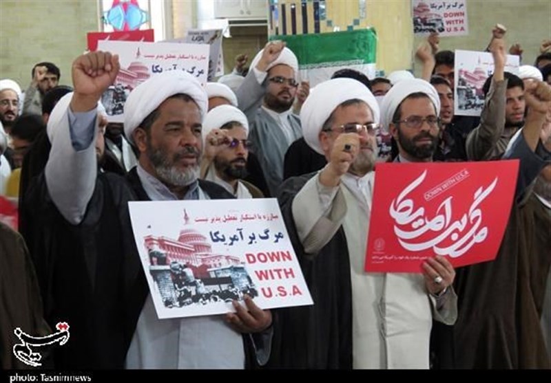 محکومیت یاوه‌گویی‌های ترامپ در یزد توسط طلاب و روحانیون