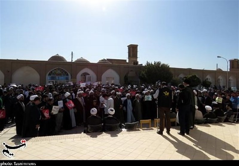 محکومیت یاوه‌گویی‌های ترامپ در یزد توسط طلاب و روحانیون