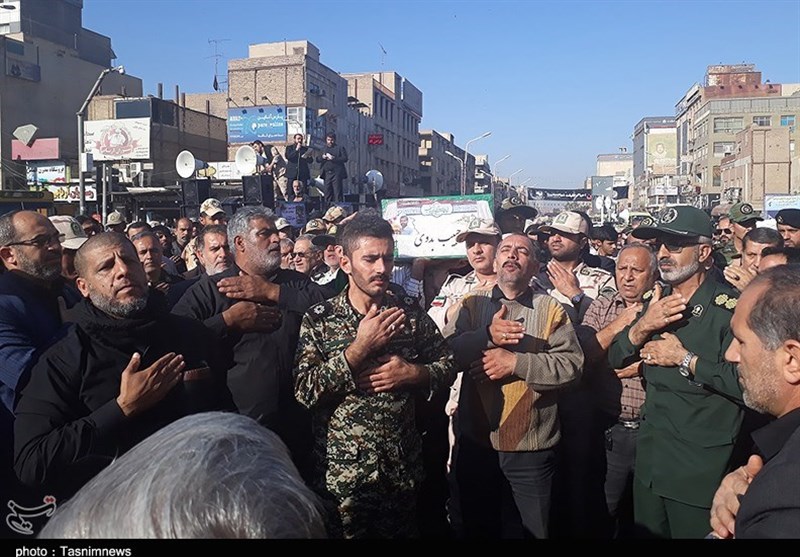 تشییع آیین تشییع پیکر مطهر شهید حبیب بدوی از شهدای مدافع حرم استان خوزستان در اهواز