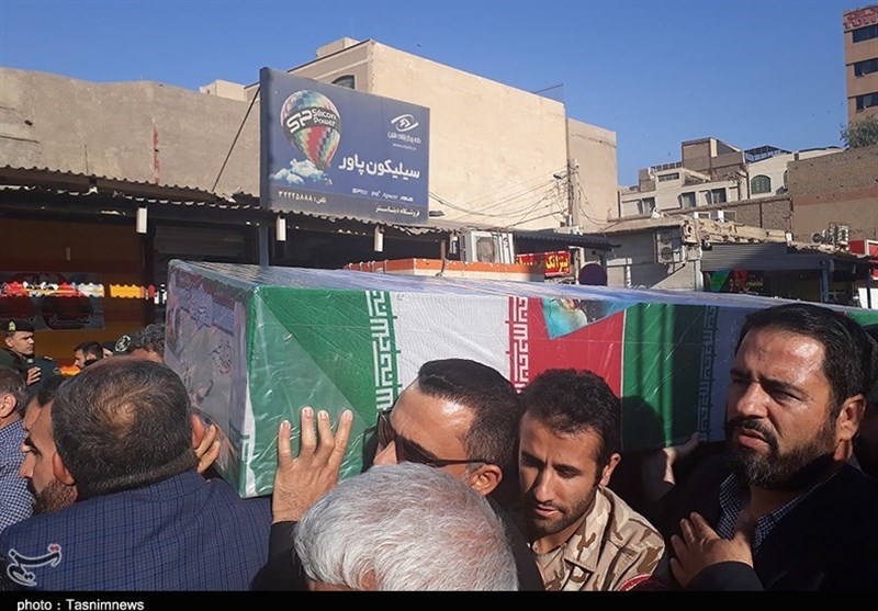 تشییع آیین تشییع پیکر مطهر شهید حبیب بدوی از شهدای مدافع حرم استان خوزستان در اهواز