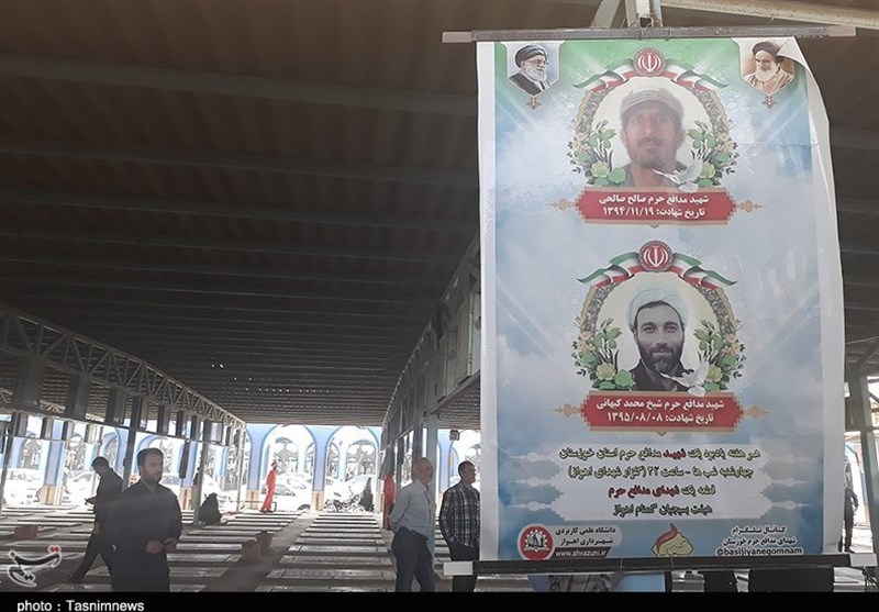 نصب تمثال شهیدان مدافع حرم در گلزار شهدای اهواز