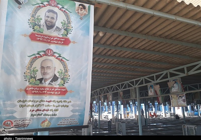 نصب تمثال شهیدان مدافع حرم در گلزار شهدای اهواز