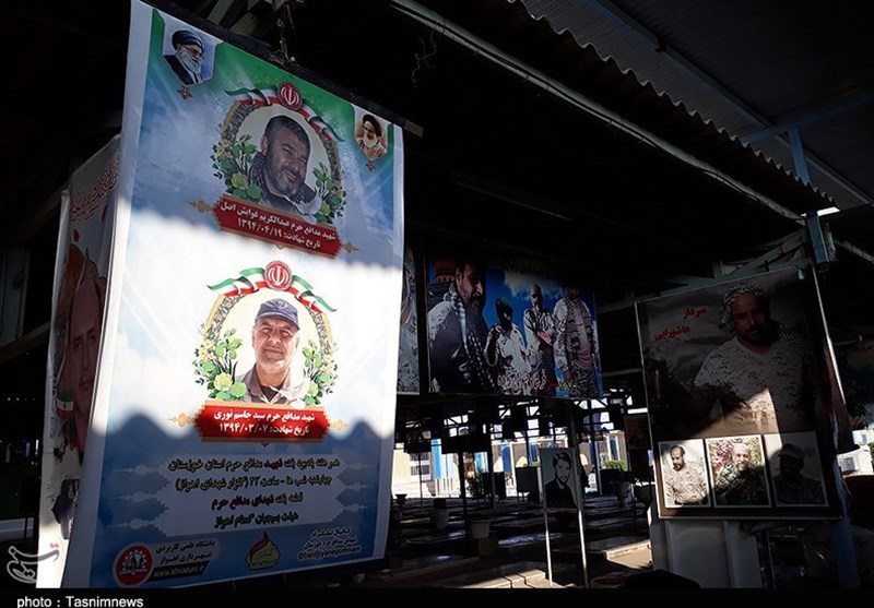 نصب تمثال شهیدان مدافع حرم در گلزار شهدای اهواز