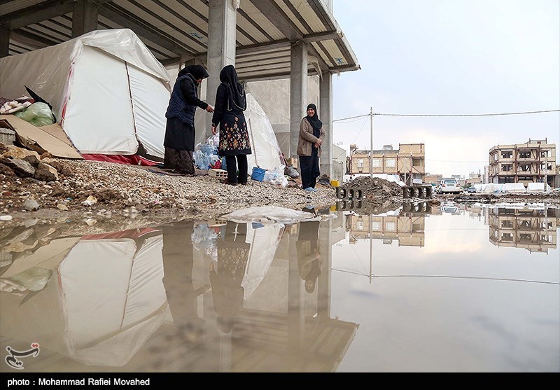 بارش باران در مناطق زلزله زده