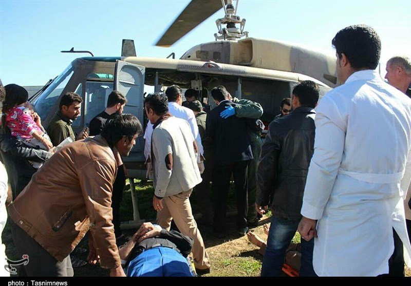 امدادرسانی هوایی به مصدومان حادثه تصادف در باغملک