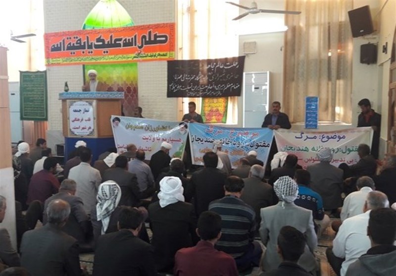 تجمع  اعتراض آمیزکشاورزان هندیجان در نماز جمعه