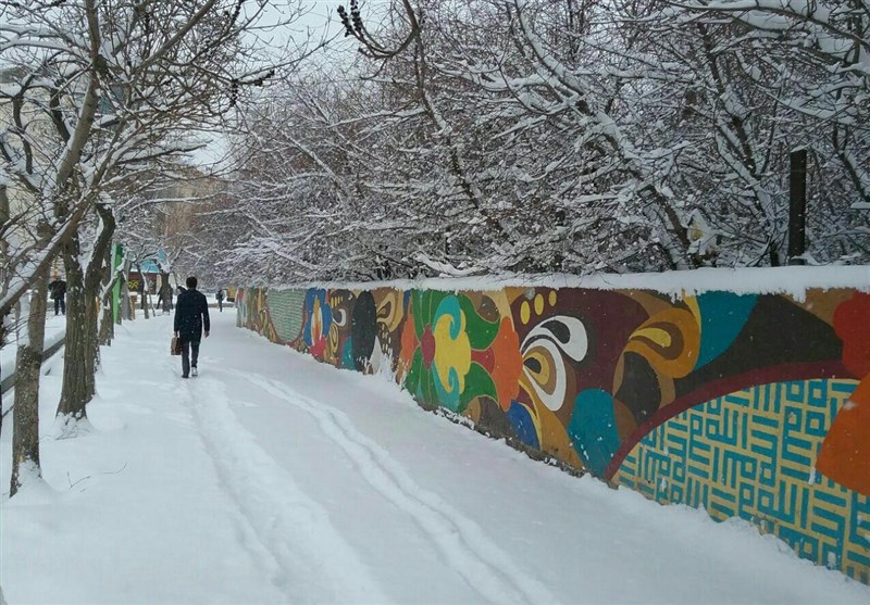 بارش برف زمستانی شهر اردبیل را سفیدپوش کرد