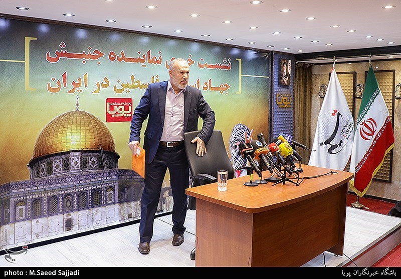نشست خبری ناصر ابوشریف نماینده جنبش جهاد اسلامی فلسطین در ایران