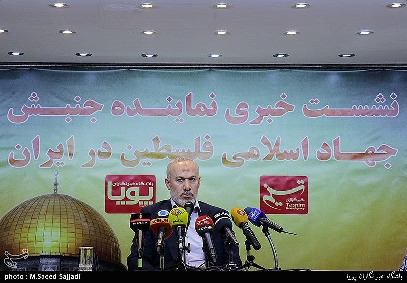 نشست خبری ناصر ابوشریف نماینده جنبش جهاد اسلامی فلسطین در ایران