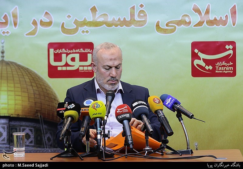 نشست خبری ناصر ابوشریف نماینده جنبش جهاد اسلامی فلسطین در ایران