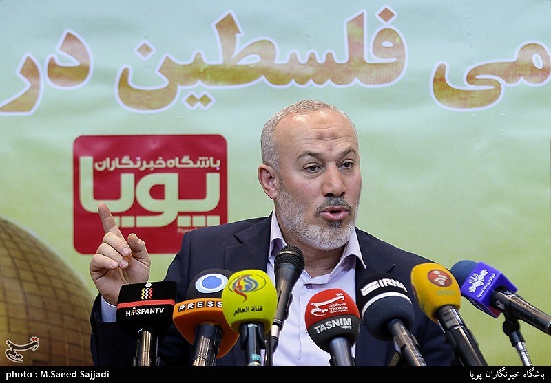 نشست خبری ناصر ابوشریف نماینده جنبش جهاد اسلامی فلسطین در ایران