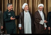 حجت‌الاسلام عبدالله حاج‌صادقی نماینده جدید و حجت‌الاسلام علی سعیدی نماینده سابق ولی‌فقیه در سپاه و سرلشکر محمدعلی جعفری فرمانده کل سپاه