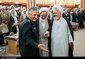 حجت‌الاسلام علی سعیدی رئیس دفتر عقیدتی سیاسی فرمانده کل قوا، حجت‌الاسلام عبدالله حاج‌صادقی نماینده جدید ولی‌فقیه در سپاه و سرلشکر محمدعلی جعفری فرمانده کل سپاه