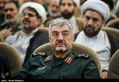 سرلشکر محمدعلی جعفری فرمانده کل سپاه در مراسم تودیع و معارفه نماینده ولی‌فقیه در سپاه