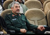 سرلشکر محمدعلی جعفری فرمانده کل سپاه در مراسم تودیع و معارفه نماینده ولی‌فقیه در سپاه