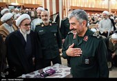 ورود سرلشکر محمدعلی جعفری فرمانده کل سپاه به مراسم تودیع و معارفه نماینده ولی‌فقیه در سپاه