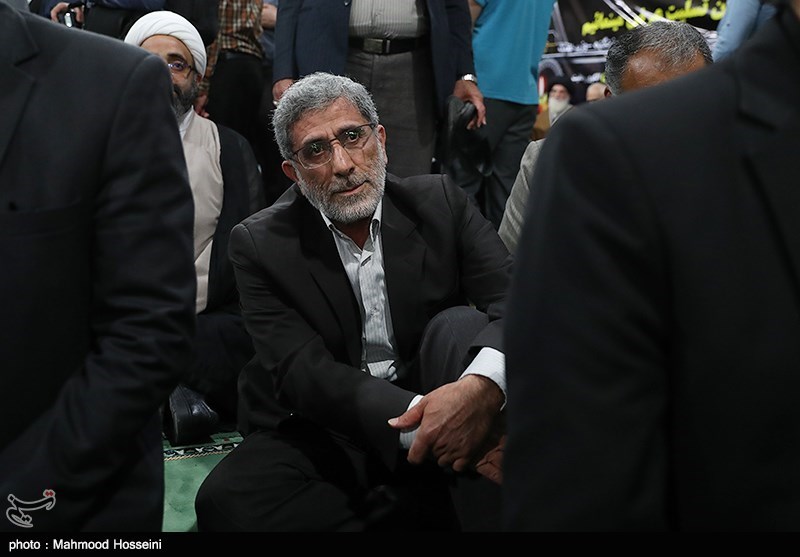 سردار اسماعیل قاآنی جانشین نیروی قدس سپاه پاسداران در مراسم ترحیم مرحوم حجت الاسلام سیدمهدی طباطبایی