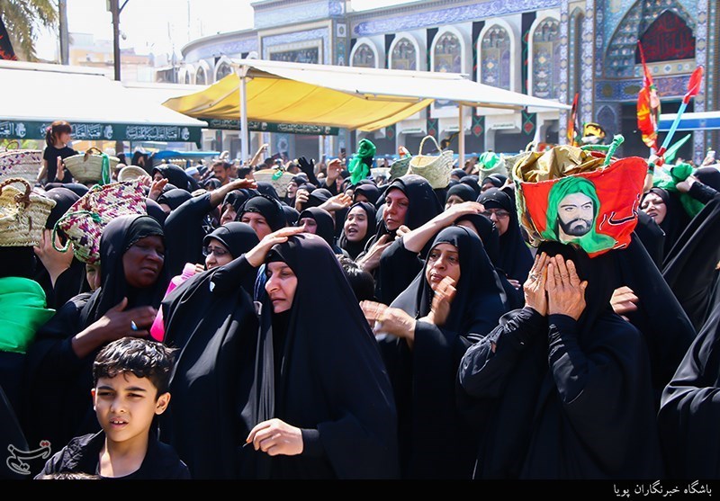 پیمایش کاروان عظیم بانوان بنی‌اسد بسوی حرم امام حسین(ع)