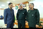  سردار سرلشکر محمدعلی جعفری فرمانده کل سپاه پاسداران انقلاب اسلامی در مراسم تودیع و معارفه فرمانده قرارگاه خاتم الانبیاء(ص)