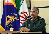  سردار سرلشکر محمدعلی جعفری فرمانده کل سپاه پاسداران انقلاب اسلامی در مراسم تودیع و معارفه فرمانده قرارگاه خاتم الانبیاء(ص)