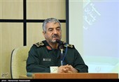  سردار سرلشکر محمدعلی جعفری فرمانده کل سپاه پاسداران انقلاب اسلامی در مراسم تودیع و معارفه فرمانده قرارگاه خاتم الانبیاء(ص)